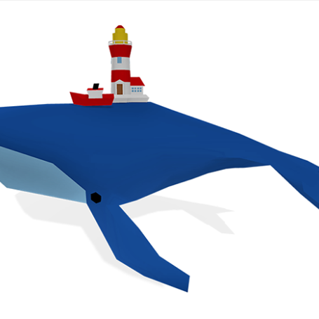 鲸鱼灯塔 墙挂纸模型图纸
