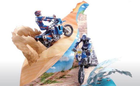 雅马哈 XTZ850R 摩托车+场景纸模型图纸