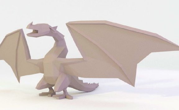 [低模] 龙雕塑 纸模型图纸