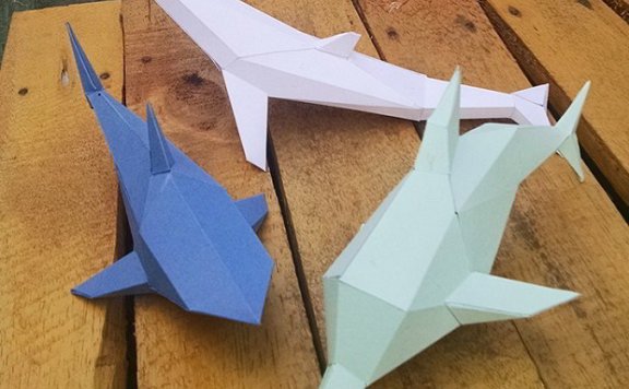 [低模] 海豚 /鲸鱼 /鲨鱼 纸模型图纸