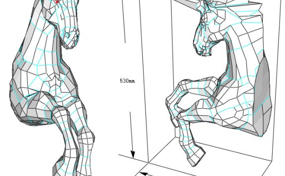 [低模] 独角兽 壁挂纸模型图纸