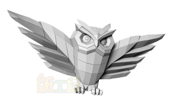 [低模] 白猫头鹰 壁挂纸模型图纸