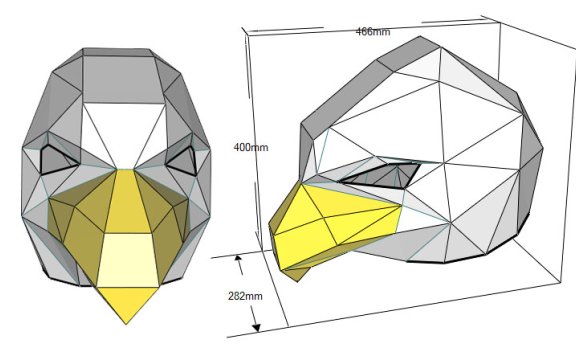 [低模] 老鹰头套(面具) 纸模型图纸