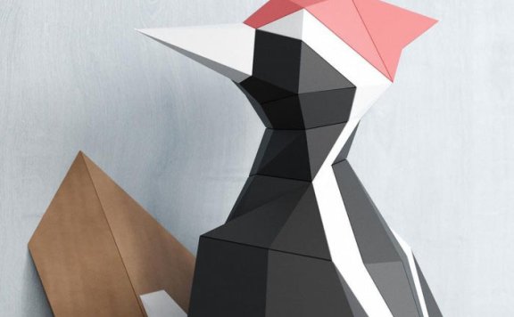 [低模] 啄木鸟 墙饰/壁挂纸模型图纸