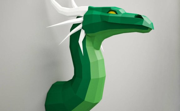 [低模] 龙头 墙饰纸模型图纸