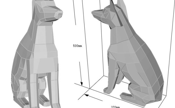 [低模] 狗(坐姿) 纸模型图纸