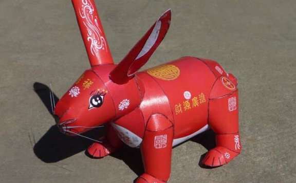 兔子/兔年 纸模型图纸免费下载