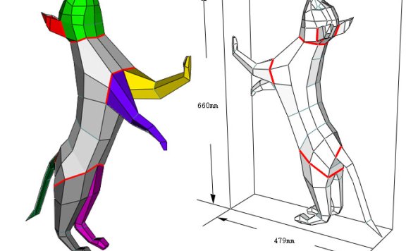 [低模] 猫(抓) 纸模型图纸