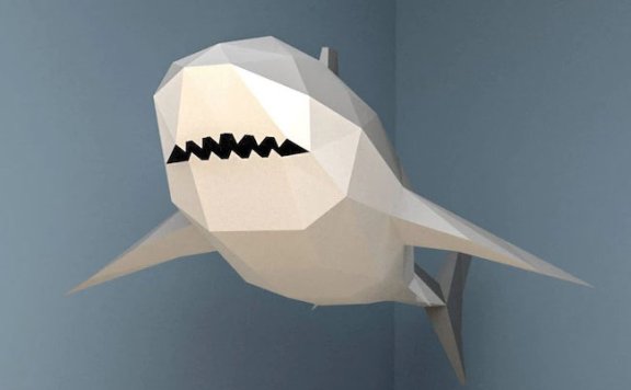 [低模] 大白鲨 纸模型图纸