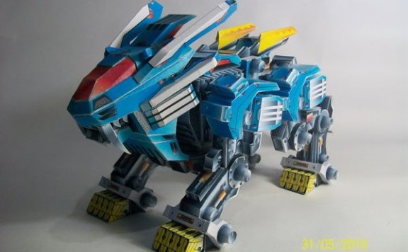 机兽新世纪 绯樱零式长牙狮 纸模型图纸