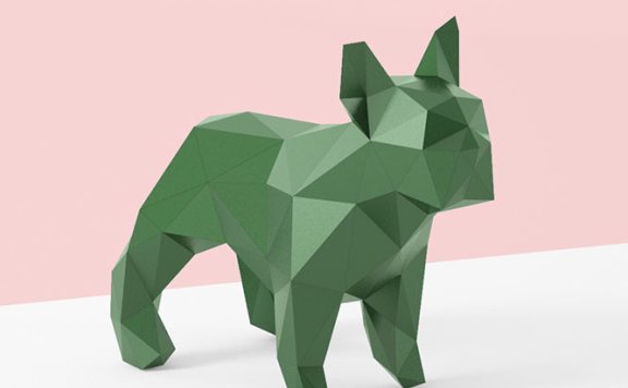 [低模] 狮子狗纸模型图纸