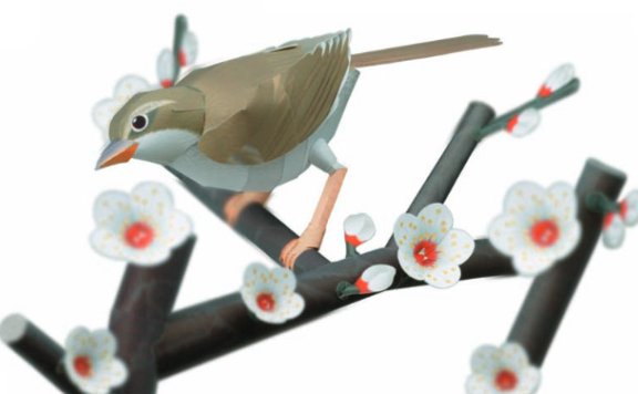 梅花和黄莺 纸模型图纸