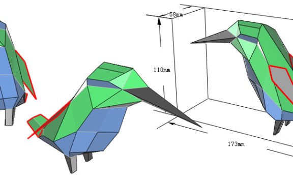 [低模] colibri蜂鸟 纸模型图纸