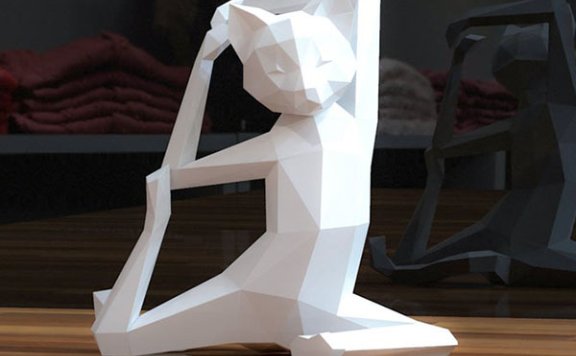 [低模] Yoga Cat 瑜伽猫纸模型图纸