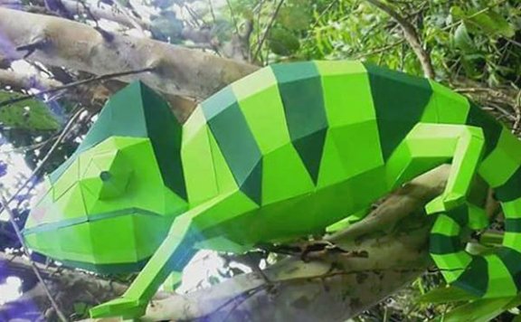 [低模] 变色龙 纸模型图纸