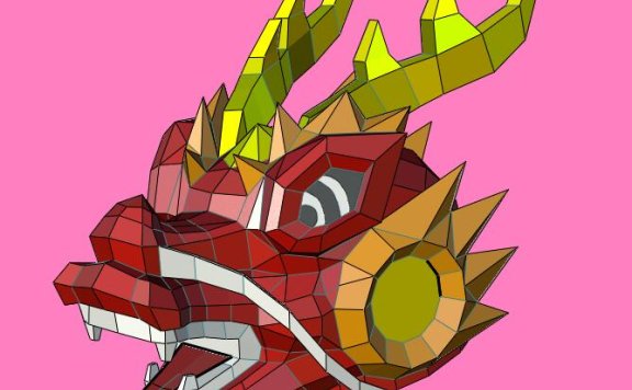 龙王头盔 纸模型图纸图纸