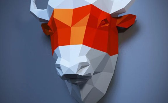 [低模] 牦牛头 墙饰/壁挂纸模型图纸