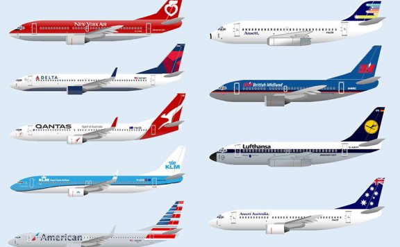 波音737 喷气式客机 9款纸模型图纸