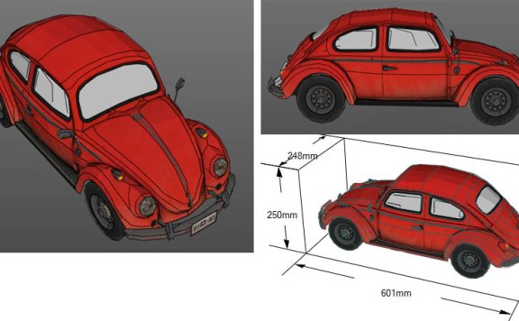 大众汽车 甲壳虫 汽车纸模型图纸