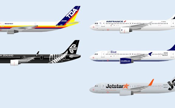 空中客车 A300 /A320 /A321 5款客机纸模型图纸