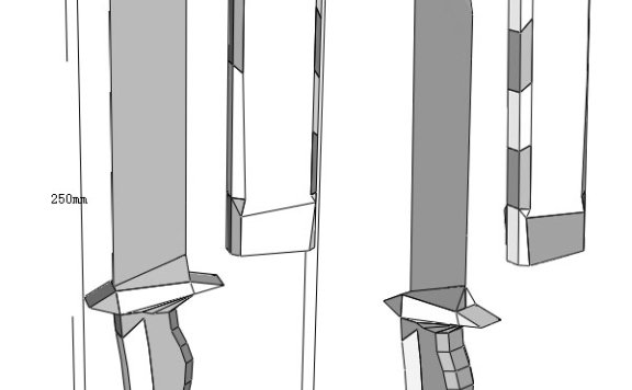 匕首+刀鞘 纸模型图纸