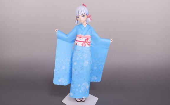 天蓝色和服 神里绫华(原神) 纸模型图纸