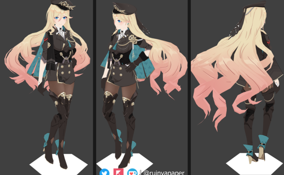 崩坏3rd 女武神幽兰黛尔 纸模型图纸